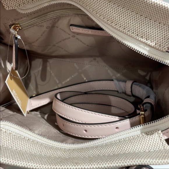 Michael Kors Mirella small shopper crossbody bag canvas pink powder blush - Picture 5 of 7